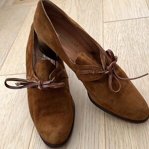 PANCALDI Per Manon Trieste Vintage Brown Suede Shoes Leather Laces Almond Toe